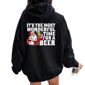 Its The Most Wonderful Time For A Beer Christmas In July Women Oversized Hoodie Back Print - Thegiftio UK