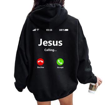 Jesus Is Calling Christian T Christmas Xmas Women Oversized Hoodie Back Print - Thegiftio UK