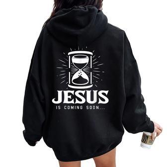 Jesus Is Coming Soon Christmas Cool Xmas Religious Christian Women Oversized Hoodie Back Print - Thegiftio UK