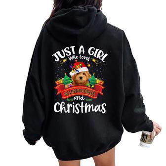 Just A Girl Who Loves Goldendoodles And Christmas Women Oversized Hoodie Back Print - Thegiftio UK