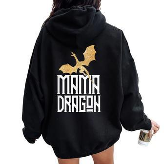 Mama Dragon Christmas Matching Family Tribe Mom Wife Women Oversized Hoodie Back Print - Seseable