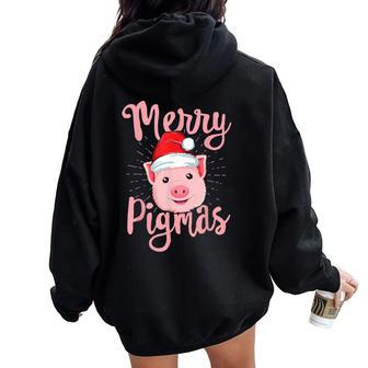 Merry Pigmas Pig Christmas Farmers Love Women Oversized Hoodie Back Print - Thegiftio UK