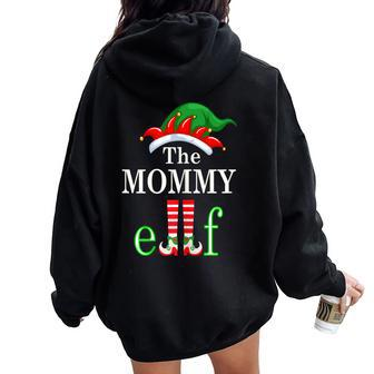 Mommy Elf Family Matching Group Christmas Pajama Women Oversized Hoodie Back Print - Thegiftio UK