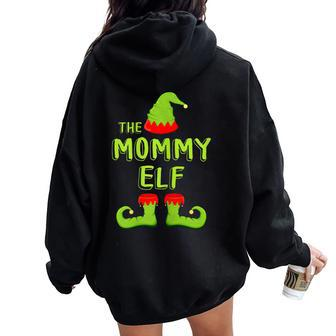 The Mommy Elf Matching Group Christmas Costume Women Oversized Hoodie Back Print - Seseable