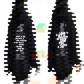 Santa's Favorite Wine Lover Christmas Hat Drinking Women Oversized Hoodie Back Print | Mazezy