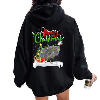 Xmas Lights Tree Santa Guinea Fowl Bird Merry Christmas Women Oversized Hoodie Back Print - Thegiftio UK