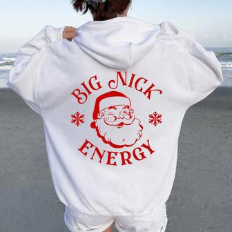 Big Nick Energy Christmas Retro Groovy Vintage Santa Women Oversized Hoodie Back Print - Monsterry AU