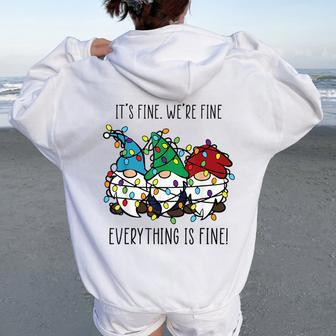 It's Fine We're Fine Everything Is Fine Gnome Teacher Xmas Women Oversized Hoodie Back Print - Seseable
