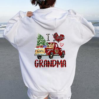 I Love Being A Grandma Truck Red Xmas T Women Oversized Hoodie Back Print | Mazezy