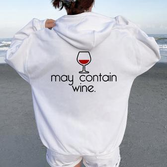 May Contain Wine Christmas Drinking Red Wines Meme Women Oversized Hoodie Back Print | Mazezy