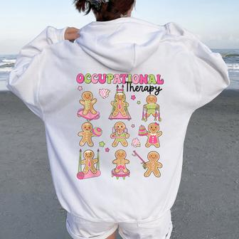 Occupational Therapy Ot Ota Christmas Gingerbread Xmas Women Oversized Hoodie Back Print - Seseable