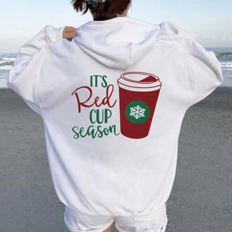 Red Cup Season Coffee Christmas Peppermint Mocha Women Oversized Hoodie Back Print | Mazezy