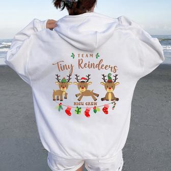 Team Tiny Reindeers Nicu Nurse Christmas Pajamas Women Oversized Hoodie Back Print - Seseable