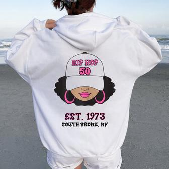 50 Years Of Hip Hop And Old School Rap Celebration Women Oversized Hoodie Back Print - Seseable