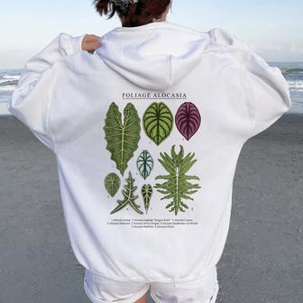 Alocasia Foliage Plants Aroid Lover Anthurium Women Oversized Hoodie Back Print | Mazezy