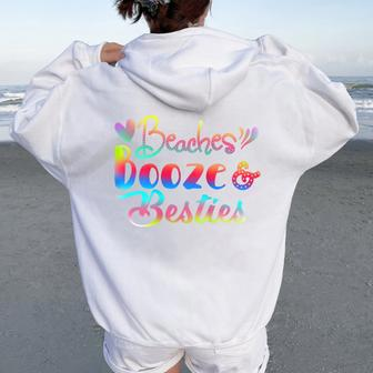 Beaches Booze And Besties Bachelorette Summer Beach Women Oversized Hoodie Back Print | Mazezy