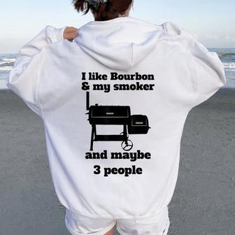 Best Dad Bbq Smoker Grill Lover Bourbon Whiskey Women Oversized Hoodie Back Print | Mazezy