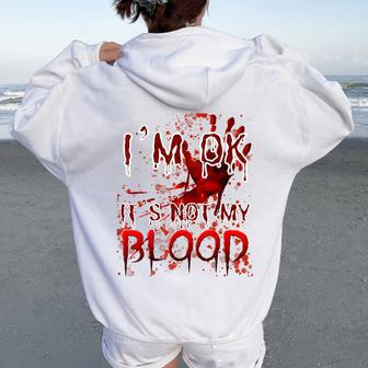 Bloody Halloween I'm Fine It's Not My Blood Kid Women Oversized Hoodie Back Print - Thegiftio UK