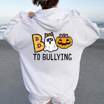 Boo Anti Bullying Halloween Orange Unity Day Girls Women Oversized Hoodie Back Print - Seseable