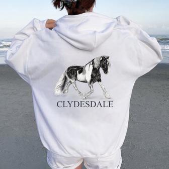 Clydesdale Equestrian Horse Lover Women Oversized Hoodie Back Print | Mazezy