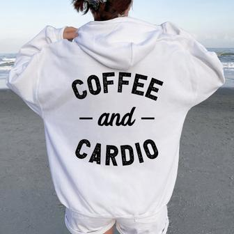 Coffee And Cardio Workout Gym Women Oversized Hoodie Back Print | Mazezy