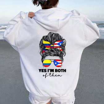 Colombian And Puerto Rican Rico Colombia Flag Girl For Women Oversized Hoodie Back Print - Thegiftio UK