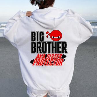 Cool Big Brother Aka Sister Protector Women Oversized Hoodie Back Print | Mazezy