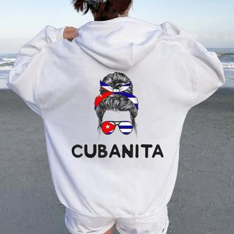 Cubanita Flag Cubana Cuba Mom Girl Cuban Saying Women Oversized Hoodie Back Print - Thegiftio UK