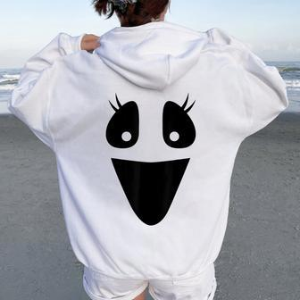 Cute Ghost Female Face For Girls Lazy Diy Halloween Costume Women Oversized Hoodie Back Print - Seseable