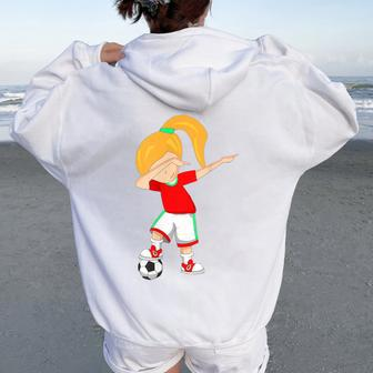 Dabbing Soccer Soccer Dab Girl Women Oversized Hoodie Back Print | Mazezy
