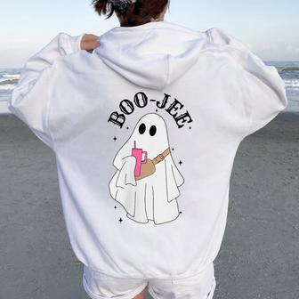 Fall Halloween Cute Ghost Boujee Boo-Jee Spooky Season Women Oversized Hoodie Back Print - Thegiftio UK