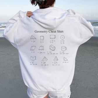 Geometry Cheat Sheet Formulas Teacher Geek Women Oversized Hoodie Back Print | Mazezy
