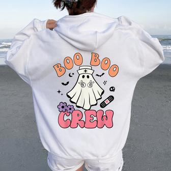 Groovy Boo Boo Crew Nurse Ghost Halloween Nurse Women Oversized Hoodie Back Print - Monsterry AU