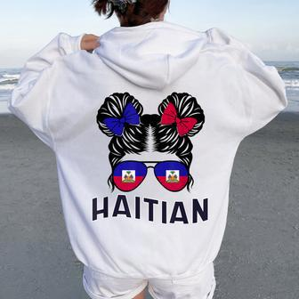 Haitian Heritage Month Haiti Haitian Girl Pride Flag Women Oversized Hoodie Back Print | Mazezy