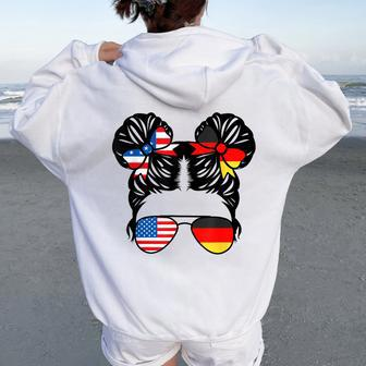 Half American Half German Girl Usa Germany Flag Patriot Women Oversized Hoodie Back Print - Thegiftio UK