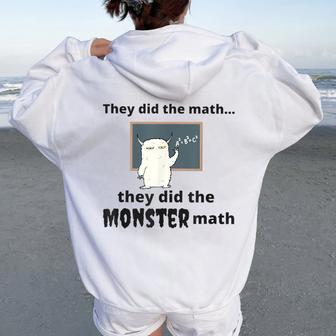Halloween Math Teacher Ghost Monster Math Spooky Season Women Oversized Hoodie Back Print - Thegiftio UK
