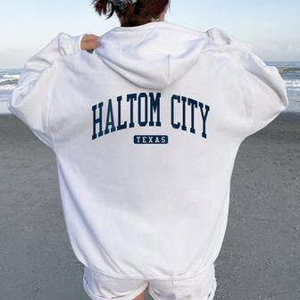 Haltom City Texas Tx College University Style Navy Women Oversized Hoodie Back Print | Mazezy