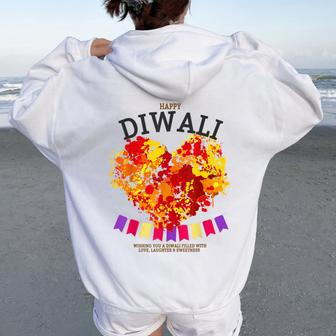 Happy Diwali Festival Outfit Idea For & Hindu Diwali Women Oversized Hoodie Back Print | Mazezy