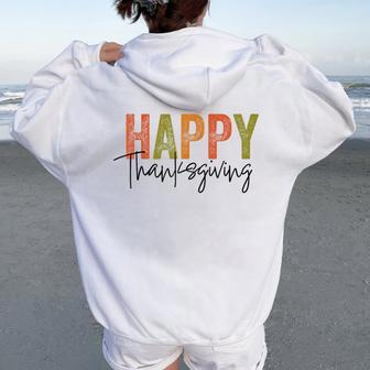 Happy Thanksgiving Boys Girls Women Oversized Hoodie Back Print - Seseable