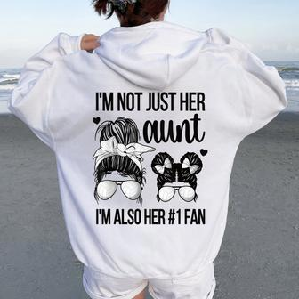 I'm Her Fan Proud Volleyball Auntie Volleyball Aunt Women Oversized Hoodie Back Print | Mazezy