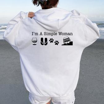 I'm A Simple Woman Love Wine Flip Flops Dog 4X4 Women Oversized Hoodie Back Print - Seseable