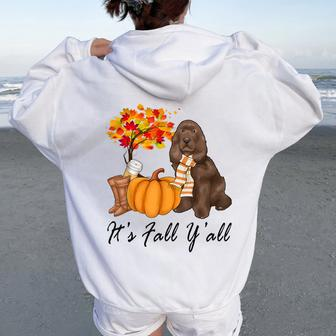 Its Fall Yall Fall For Boykin Spaniel Women Oversized Hoodie Back Print | Mazezy