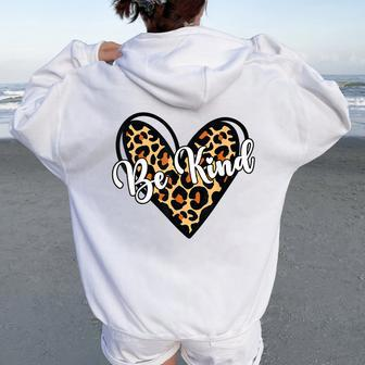 Be Kind Unity Day Orange Anti Bullying Leopard Heart Women Oversized Hoodie Back Print | Mazezy AU