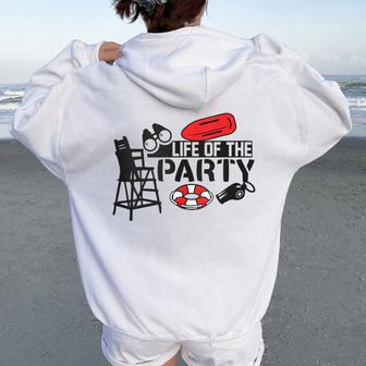 Life Of The Party Youth Lifeguard Pool Women Oversized Hoodie Back Print | Mazezy