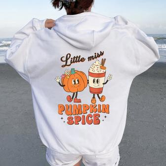 Little Miss Pumpkin Spice Cute Fall Pumpkin Thanksgiving Women Oversized Hoodie Back Print | Mazezy