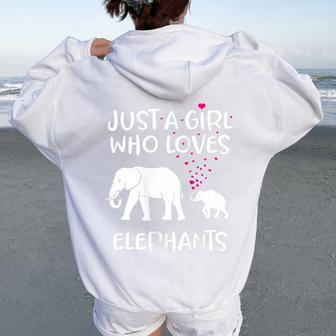 Mama Baby Elephant Print Just A Girl Who Loves Elephants Women Oversized Hoodie Back Print | Mazezy