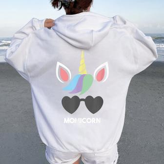 Momicorn Unicorn Best Mom Mother's Day Women Oversized Hoodie Back Print | Mazezy CA