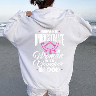 Native American Never Underestimate A Woman Women Oversized Hoodie Back Print - Monsterry