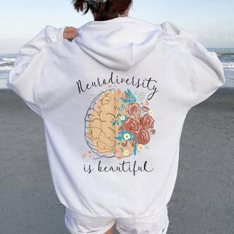 Neurodiversity Is Beautiful Brain Special Education Teacher Women Oversized Hoodie Back Print | Mazezy