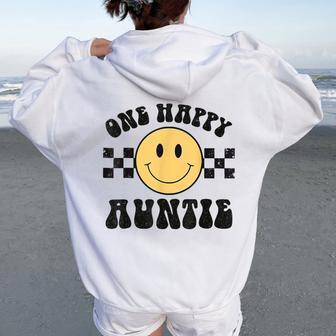 One Happy Dude 1St Birthday One Cool Auntie Family Matching Women Oversized Hoodie Back Print - Seseable